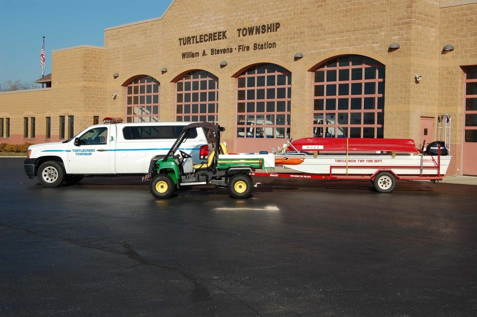 ATV 32: Four Wheel Drive John Deere Gator, Boat 32: Rescue One 16 foot boat, Utility 32: 2008 GMC Sierra 4x4 Pick-up Truck